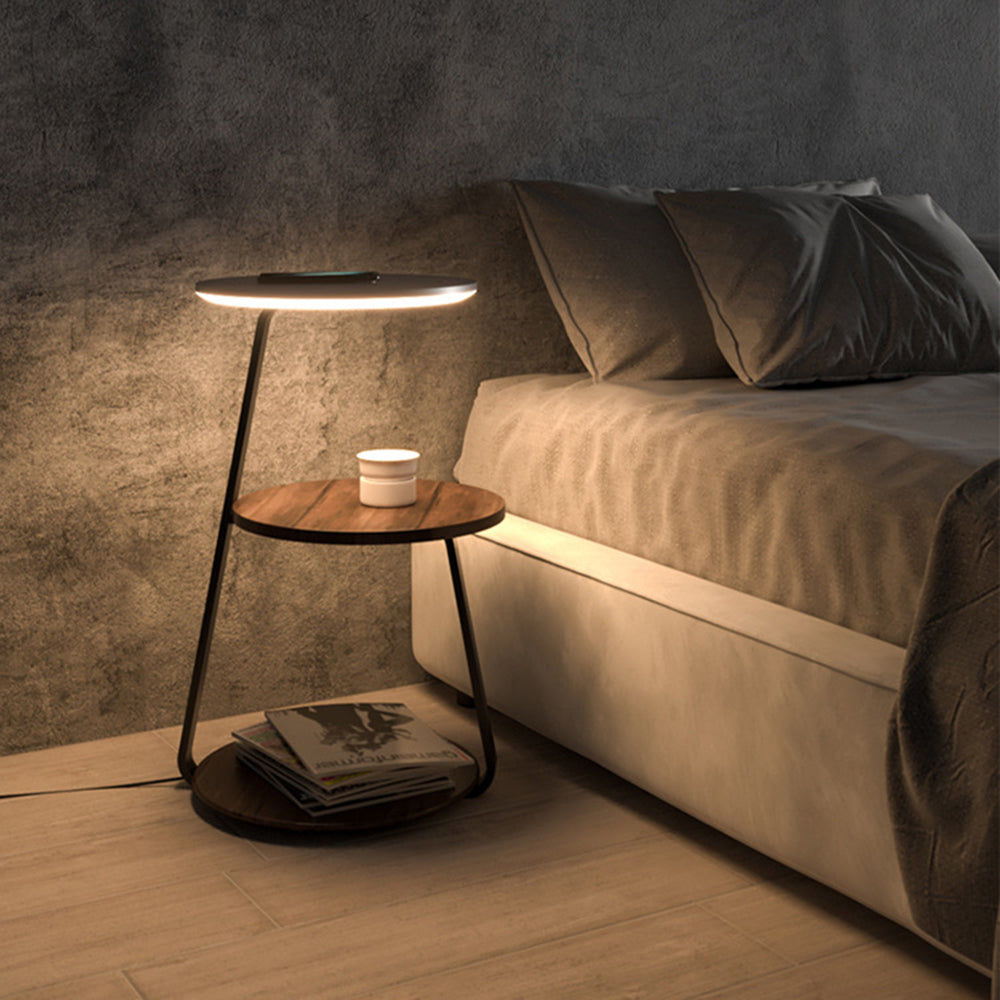 Muto Wooden Floor Lamp with Table